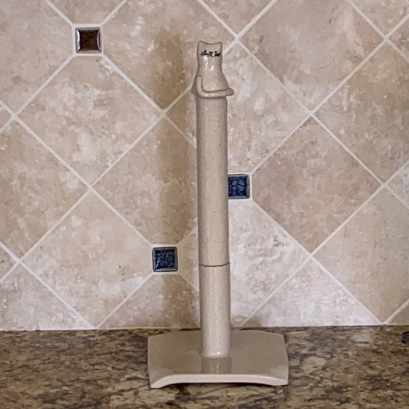 Handmade Ceramic Cat Themed Paper Towel Holder or Toilet Paper Roll Holder New - Picture 1 of 9